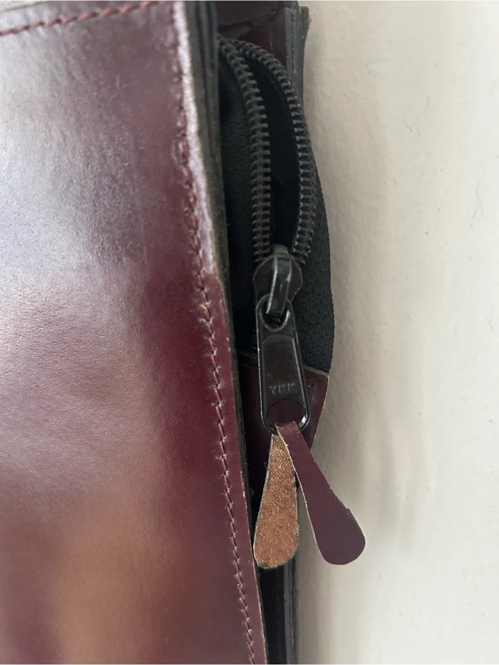 Burgundy Leather Briefcase with Padded Handle